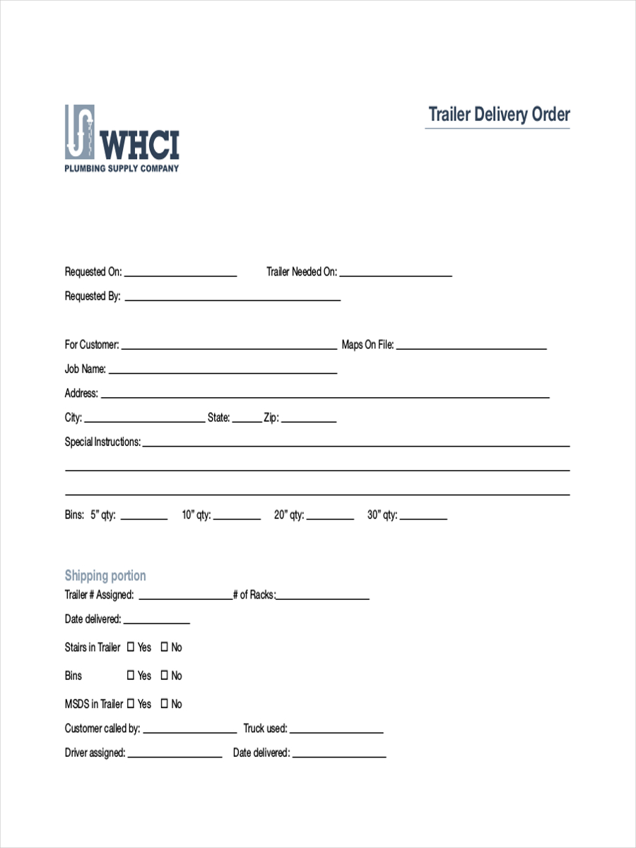 8 Delivery Order Examples To Download