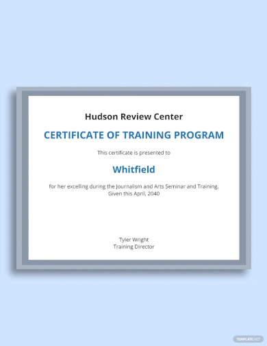 training program achievement certificate template