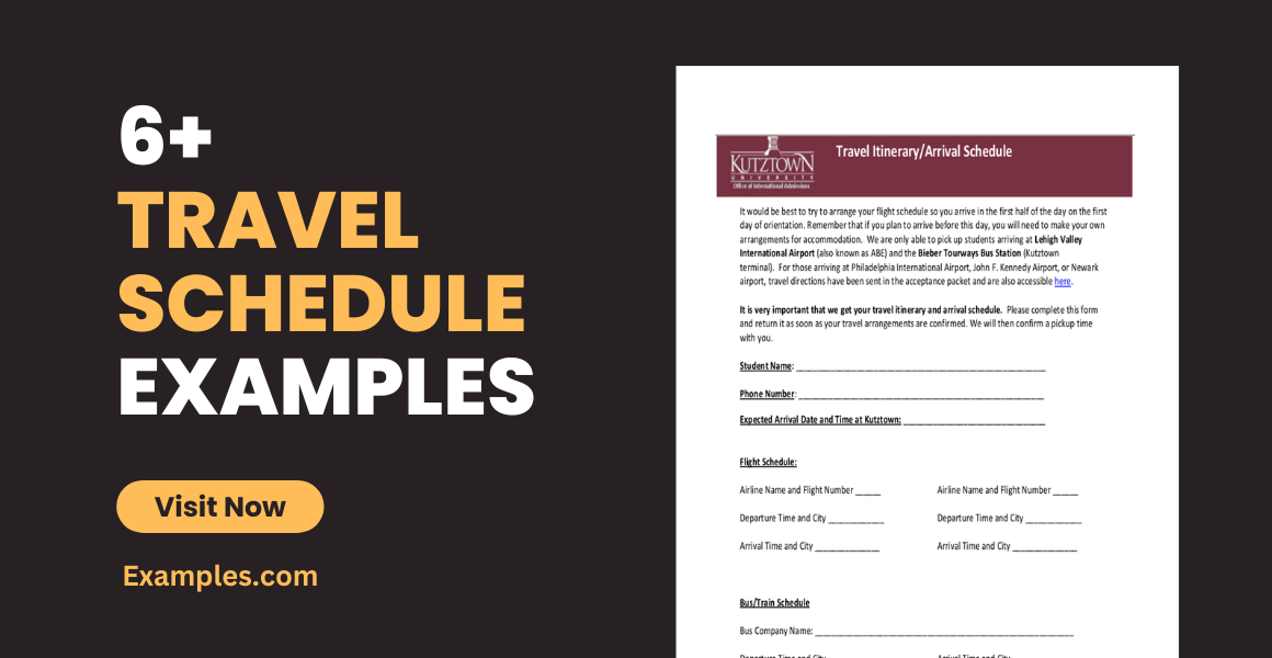 Travel Schedule Examples