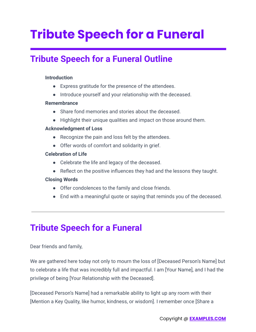Tribute Speech for a Funeral