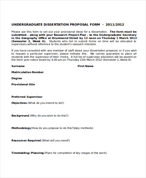 Undergraduate dissertation proposal