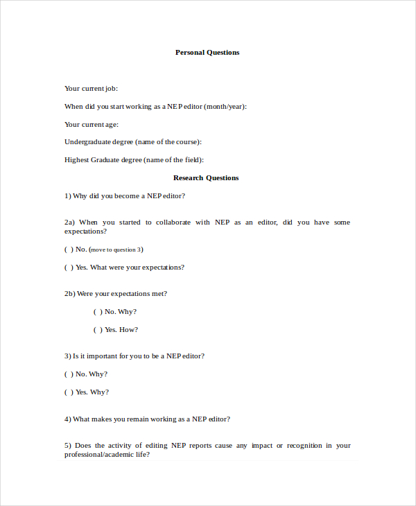 types of thesis questionnaire