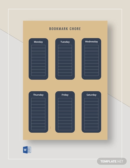 weekly bookmark chore chart template