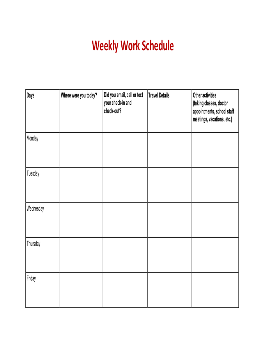 work schedule example