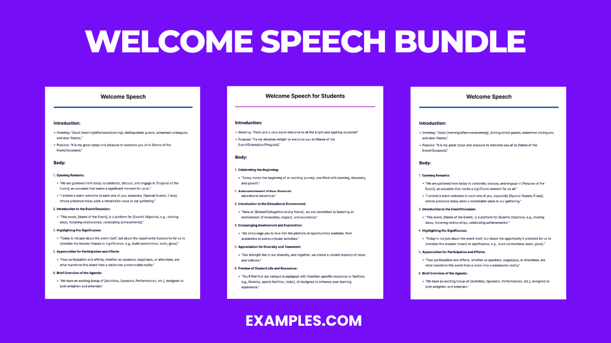 welcome speech bundle