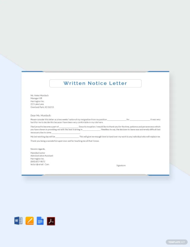 Written Notice Letter Template