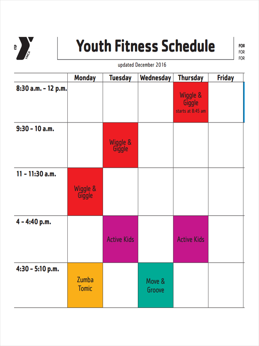 Lifetime Fitness Schedule | Examples and Forms