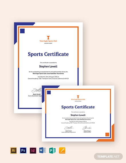 certificate of sports day