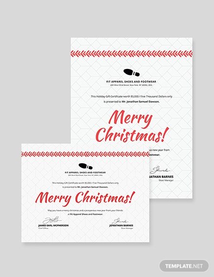 christmas gift certificate