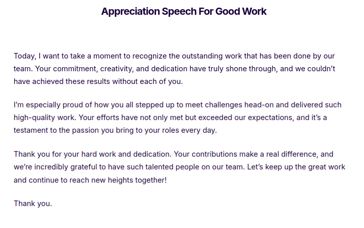 speech words of gratitude