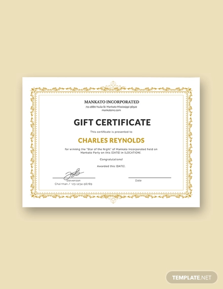free fancy gift certificate