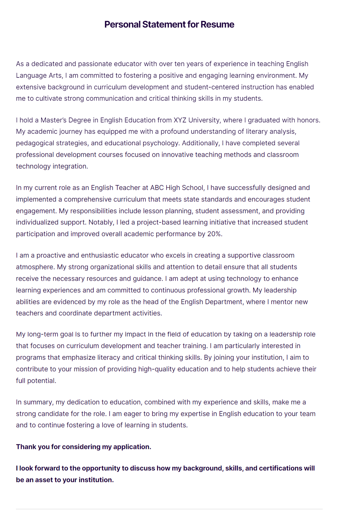 personal-statement-for-resume-html