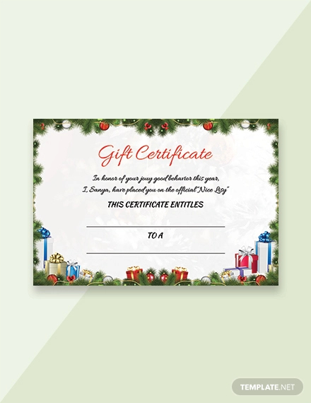 sample gift certificate