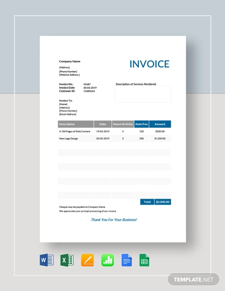 sample invoice freelance