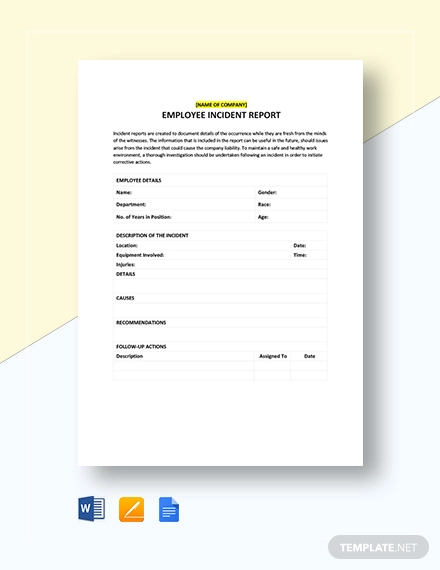 Incident Report 18 Examples Samples PDF DOC Pages Google Docs 