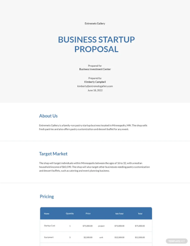 free new business startup proposal template
