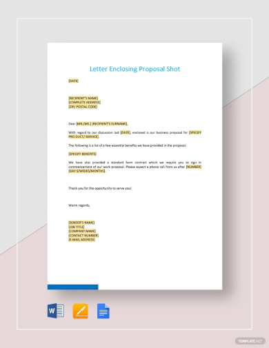 letter enclosing proposal short template