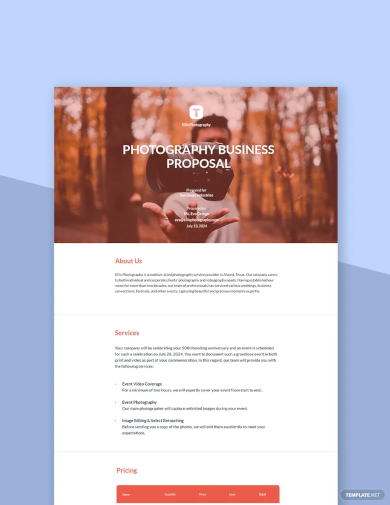 photography business proposal template