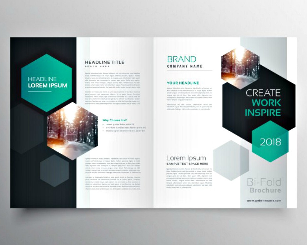 brochure template with hexagonal shapes