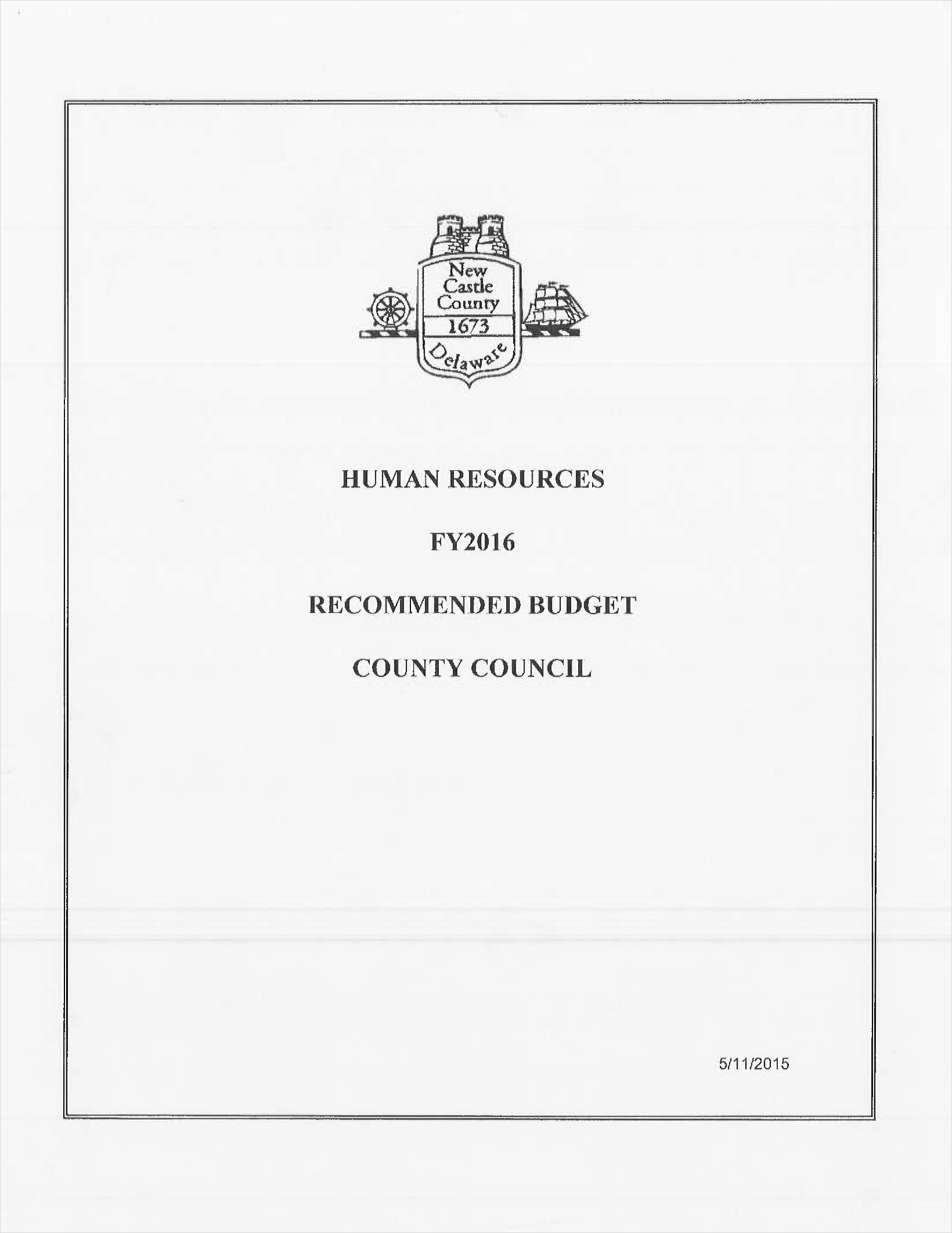 Human Resources Recommended Budget Example