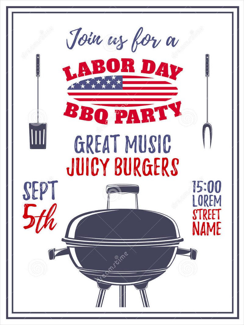labor day barbecue party invitation