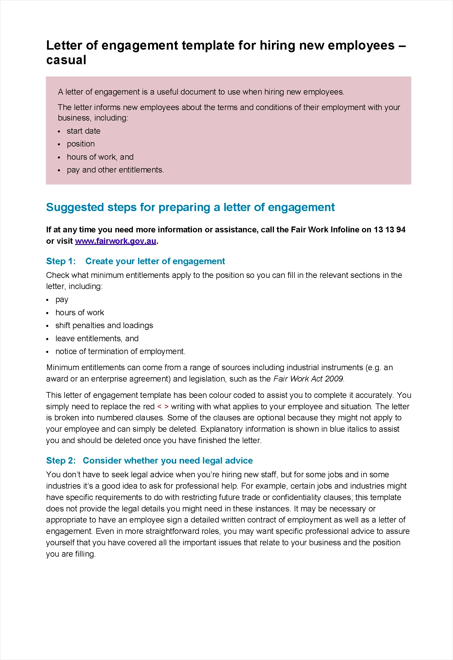 letter of engagement template
