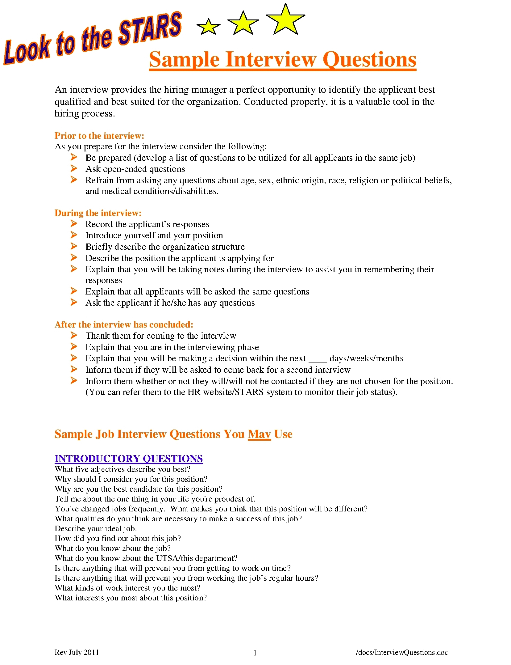 Interview Format Template