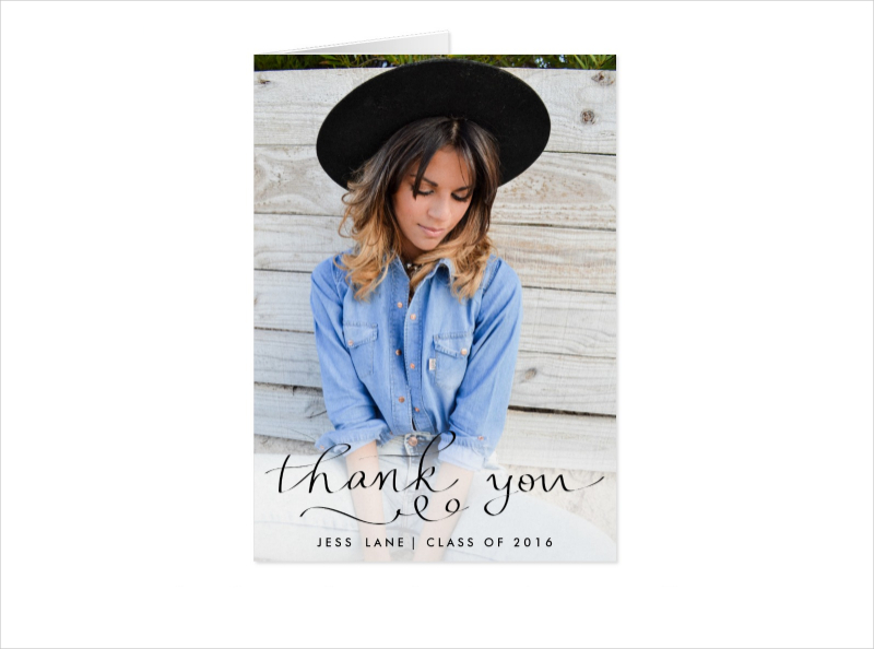 thank you handwritten graduate photo card