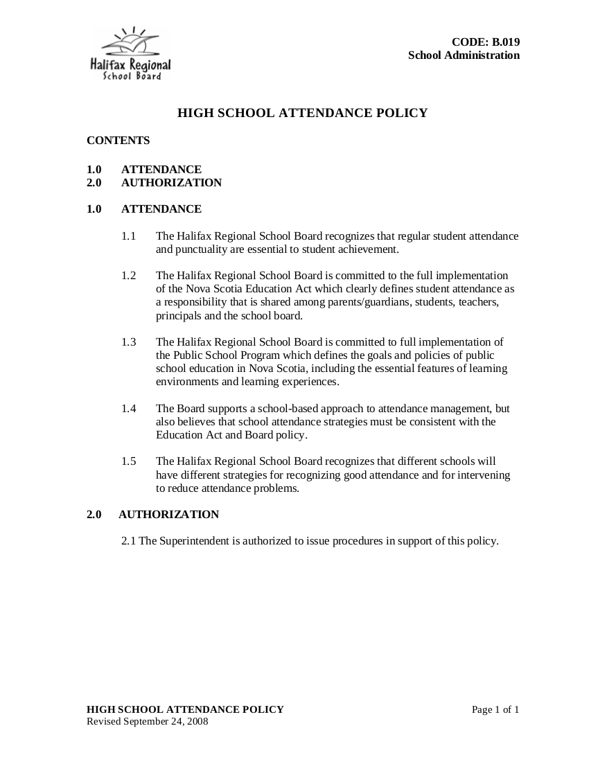 Attendance Policy 15 Examples Format Pdf