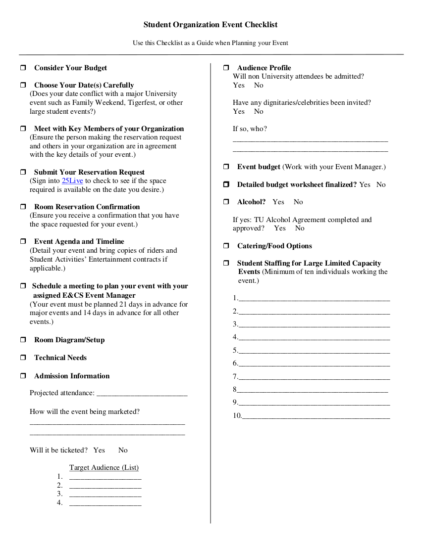 10 student event planning checklist