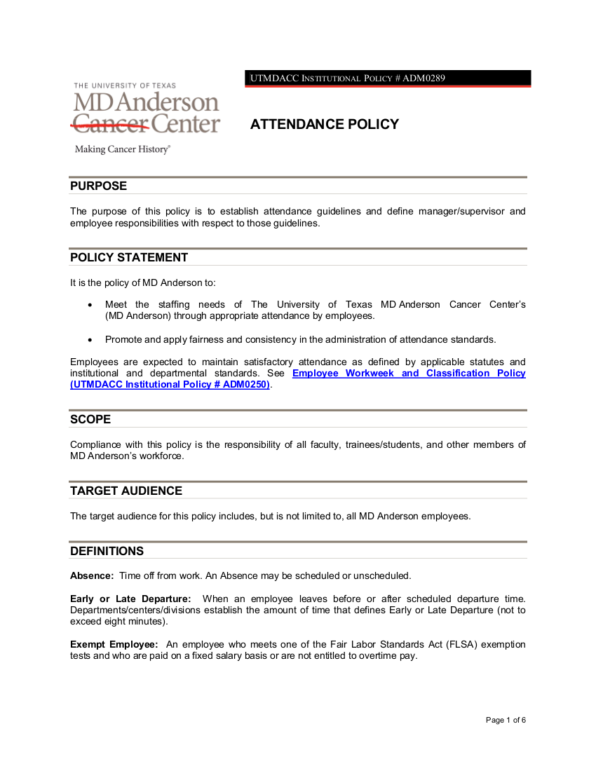 Attendance Policy 15 Examples Format Pdf Examples Attendance Policy 15 Examples Format Pdf Examples