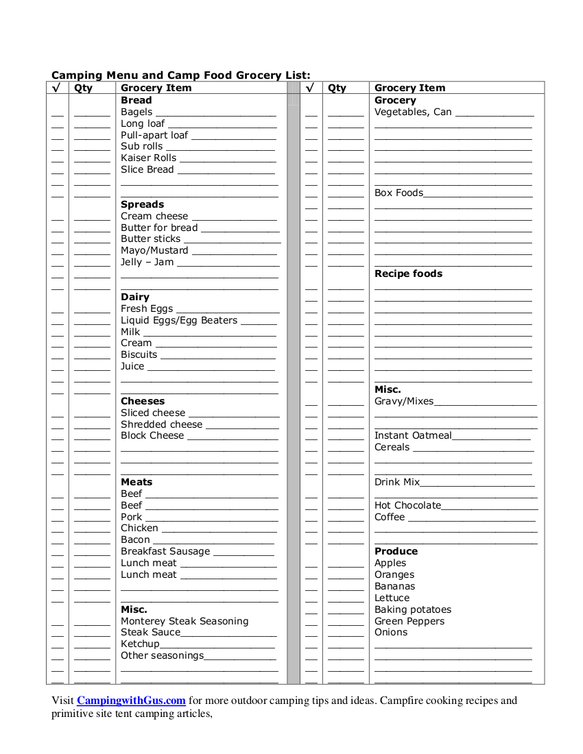 Camping Checklist Examples Format Pdf Examples