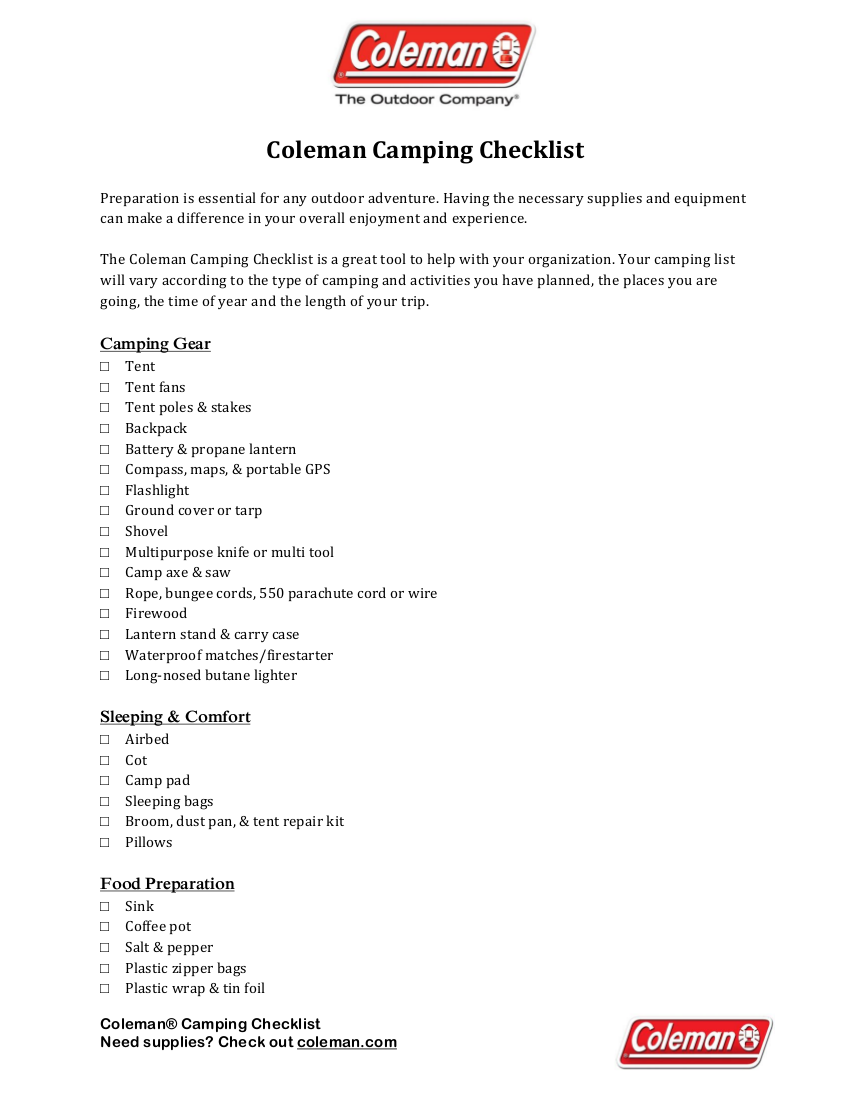 19 Camping Checklist