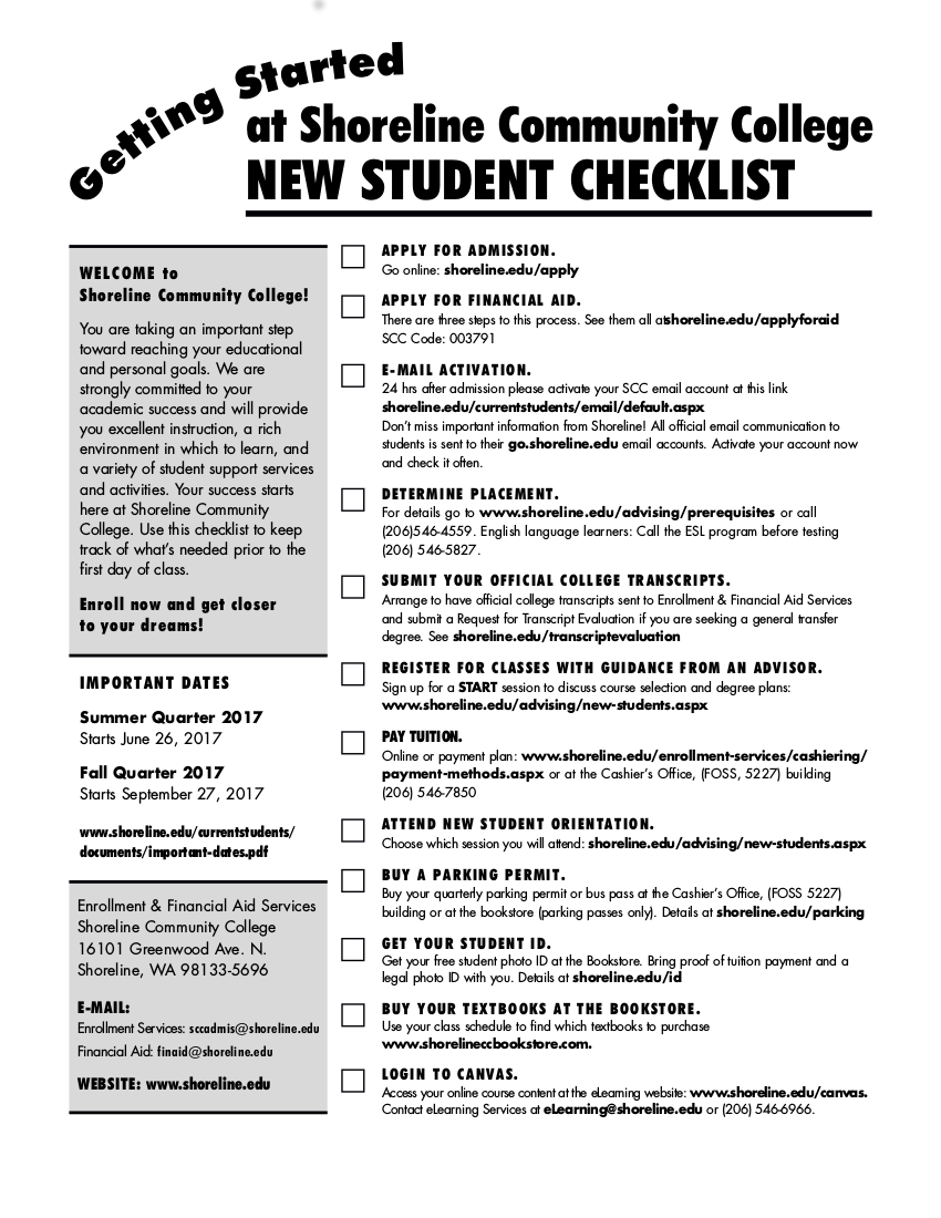 2 new student checklist
