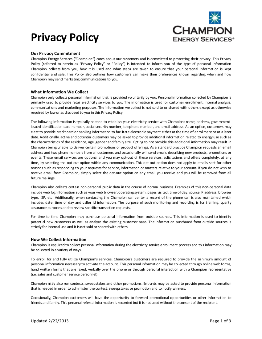 Lead Generation Privacy Policy Template