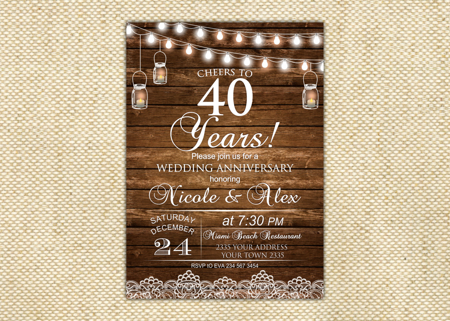 40th wedding anniversary invitation