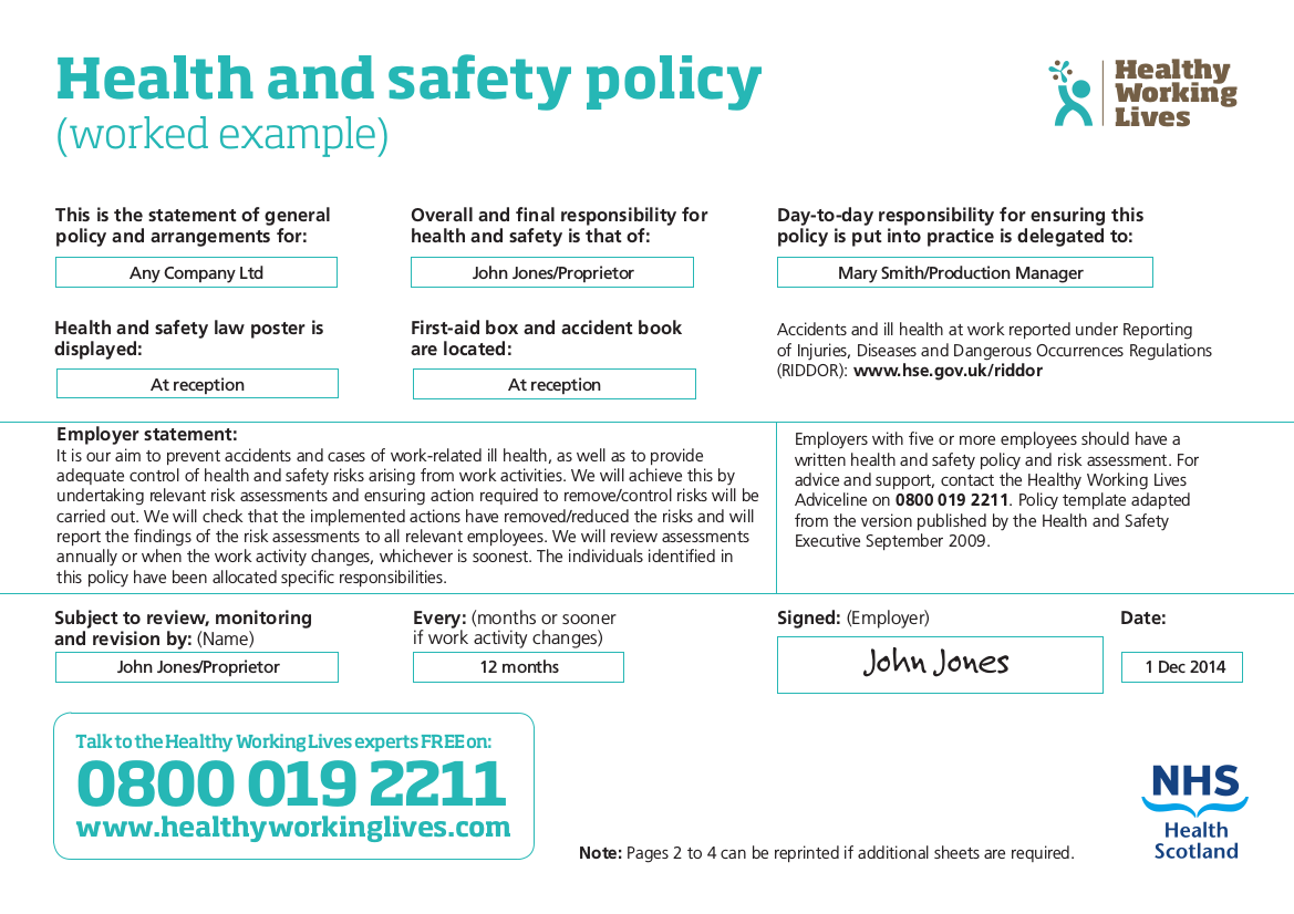 HealthSafety Policy 23+ Examples, Format, Pdf