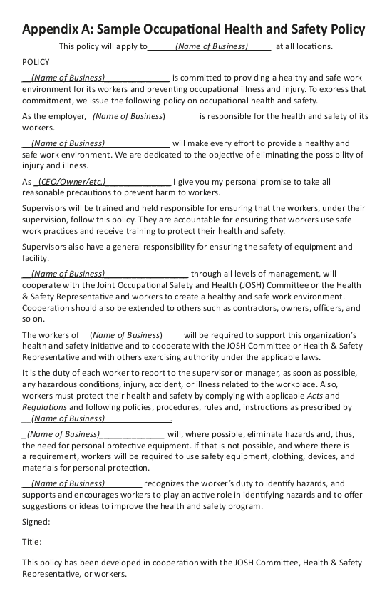 HealthSafety Policy 21+ Examples, Format, Pdf Examples