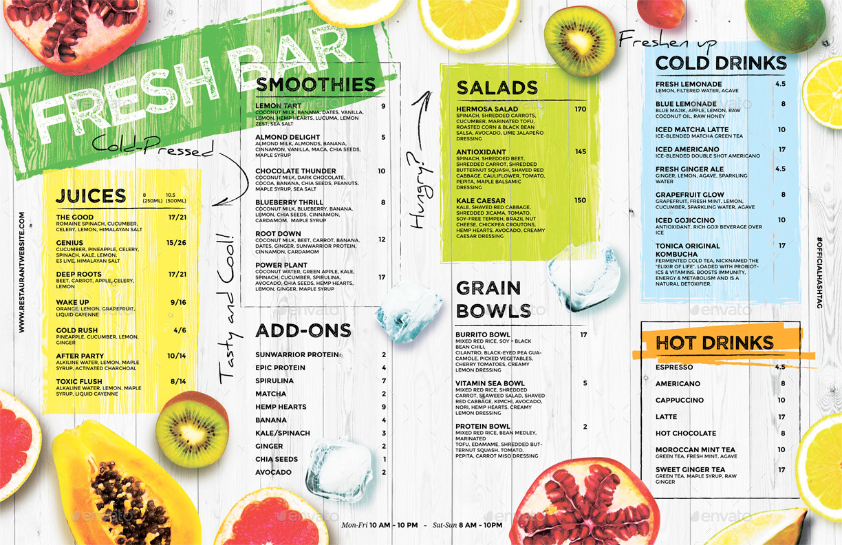 beverages drinks menu