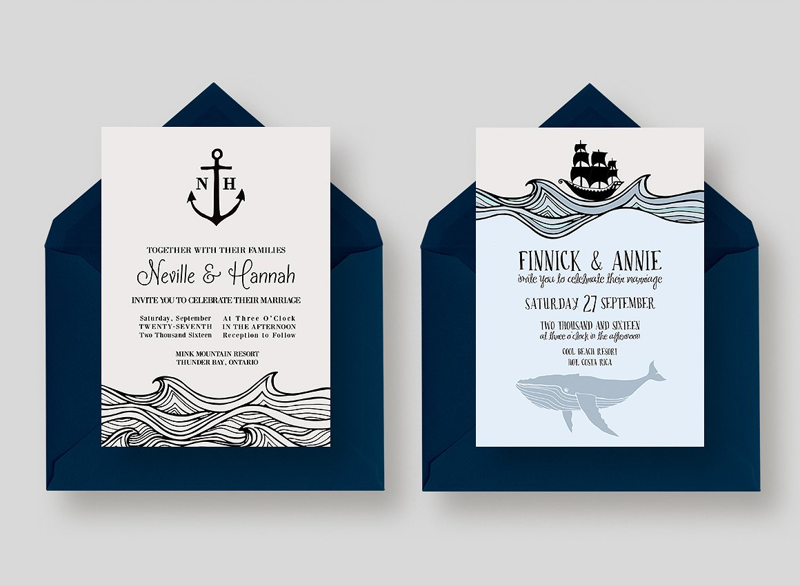 anchor wedding invitation