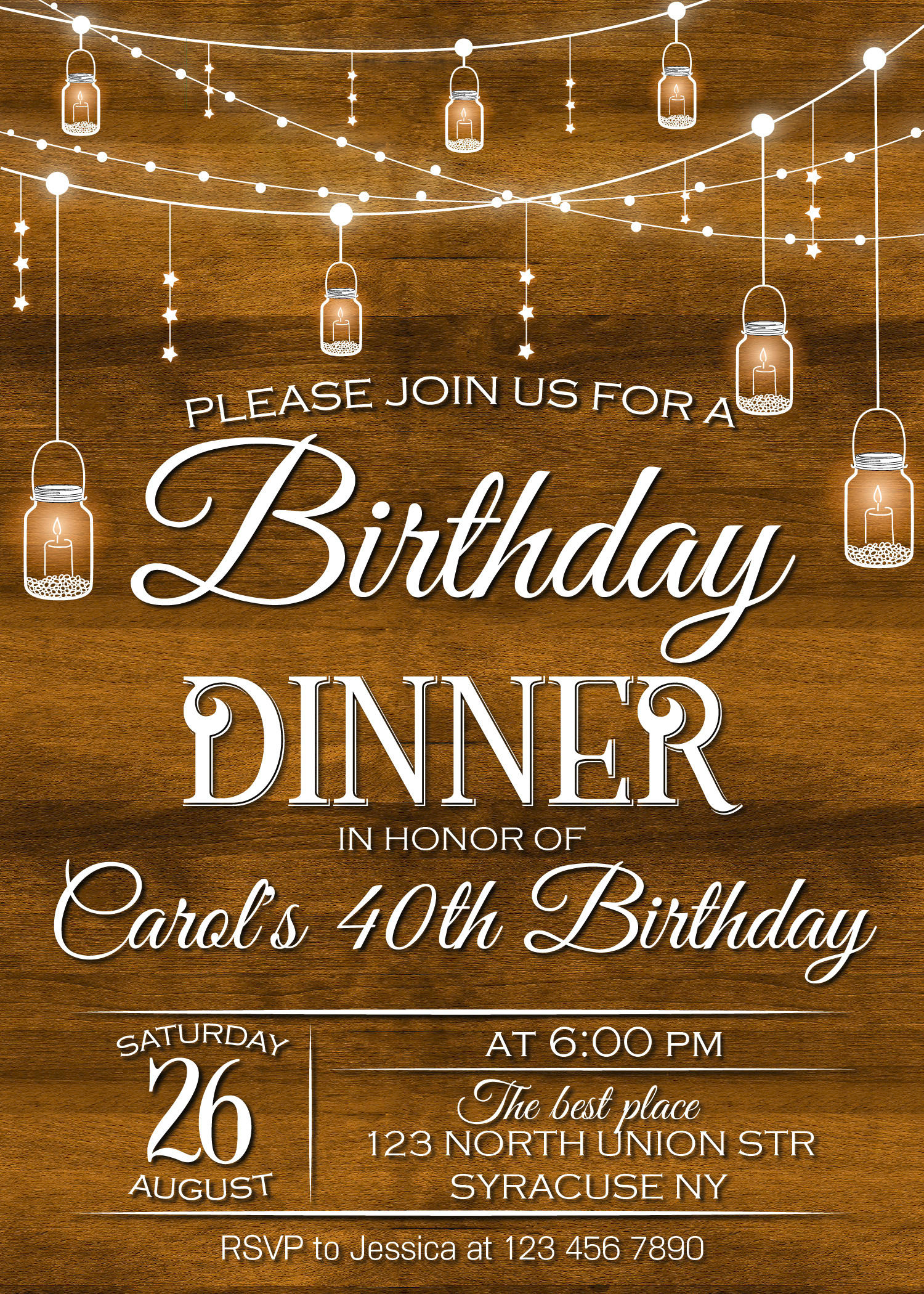 Birthday Dinner Invitation Template Free Printable