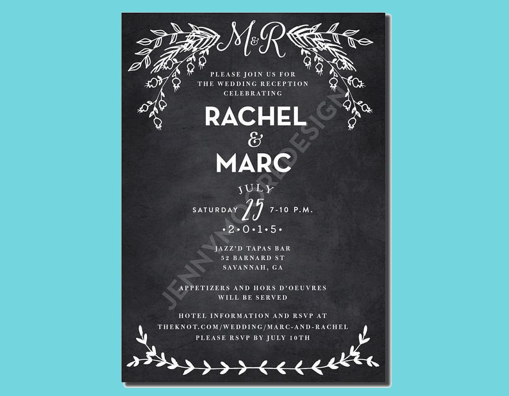 chalkboard wedding party invitation