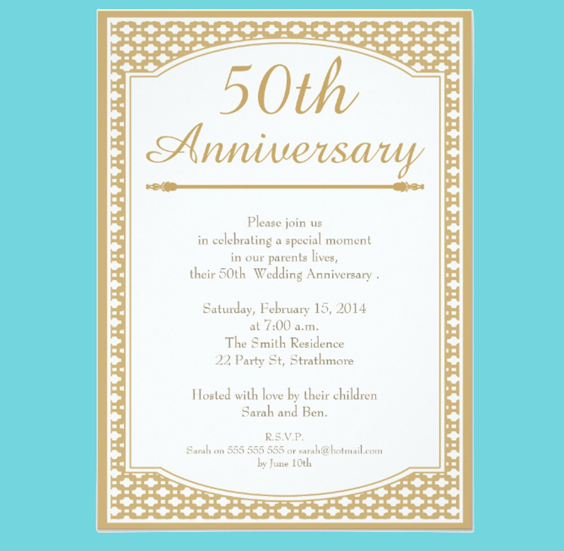 classic 50th wedding anniversary invitation