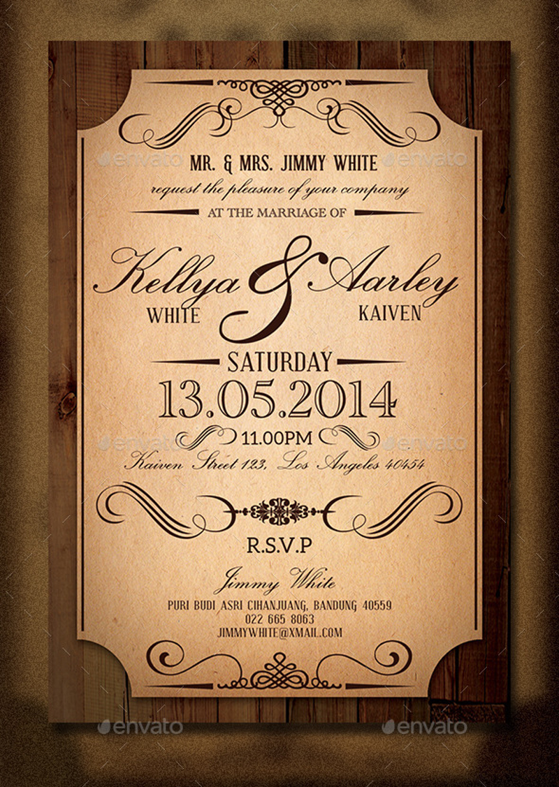 Printable Vintage Wedding Invitations