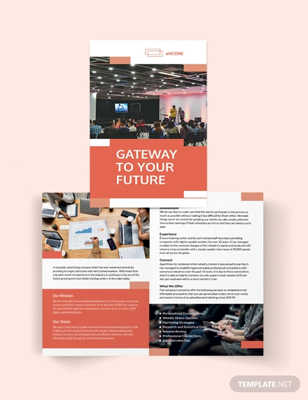 corporate training bi fold brochure template