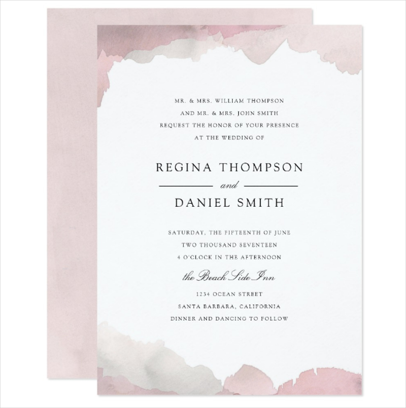 debonair blush pink wedding invitation