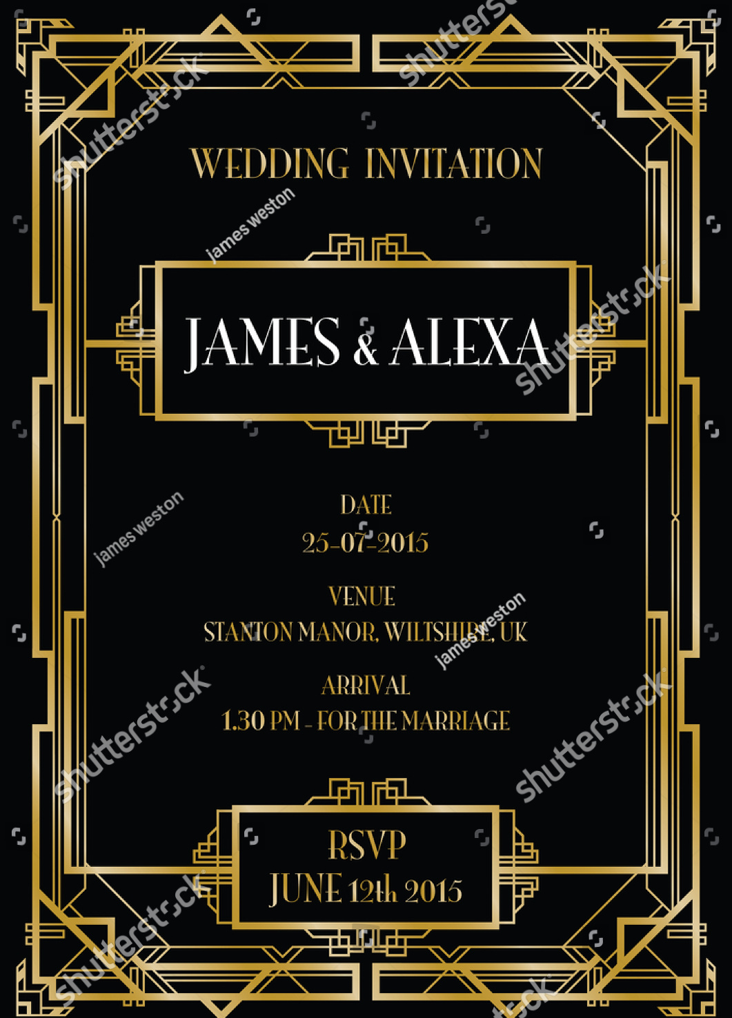 Elegant Art Deco Wedding Invitation