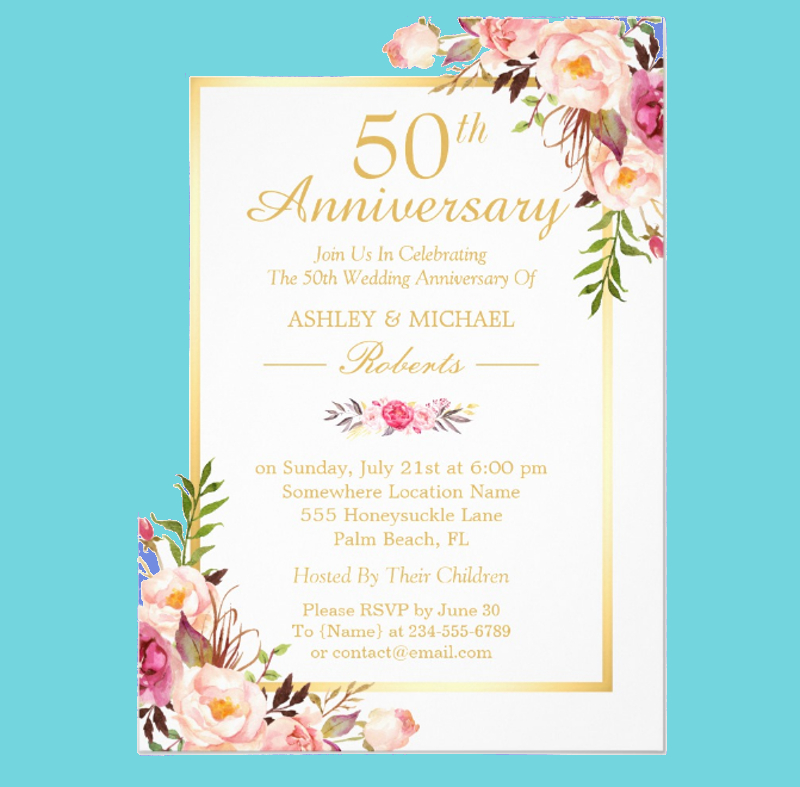 50th Wedding Anniversary Invitation - 15+ Examples, Format, Pdf | Examples