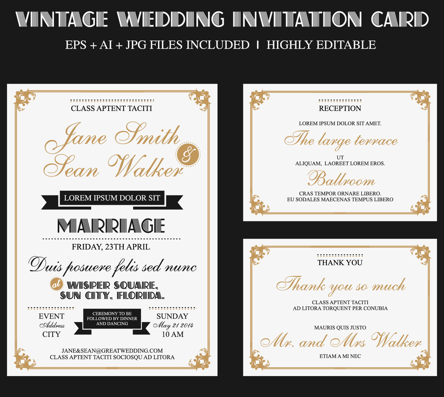 elegant retro wedding invitation