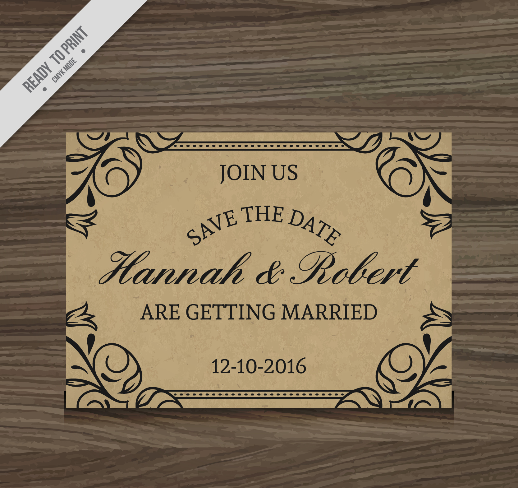 elegant rustic wedding invitation